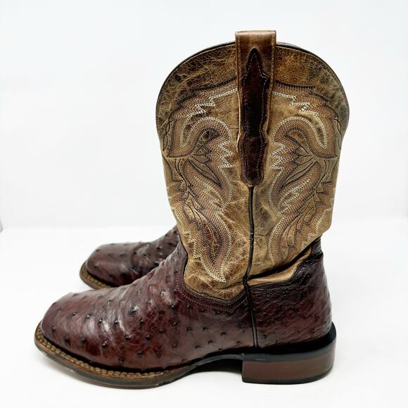 Dan Post Alamosa Full Quill Ostrich Cowboy Boots Brown Tan Size 9D DP3875 - Picture 9 of 15
